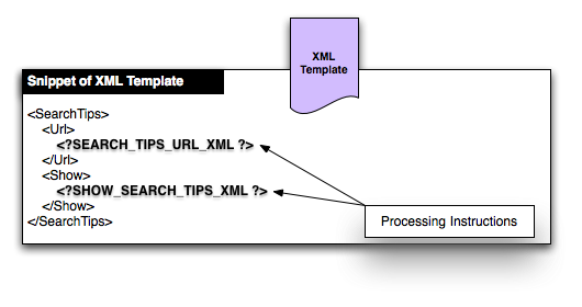 Snippet of XML Template showing Processing Instructions.
